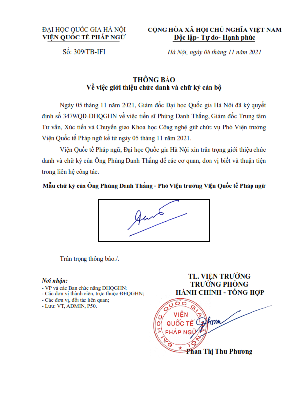 Signed IFI TB 309 Chuc danh chu ky TS Phùng Danh Thắng, Phó Viện trưởng 001